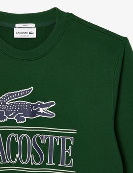 Sudadera verde de felpa de algodón con insignia de la marca