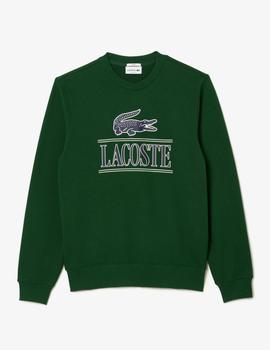 Sudadera verde de felpa de algodón con insignia de la marca