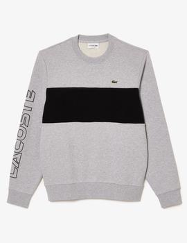Sudadera gris classic fit con estampado en 3D color block