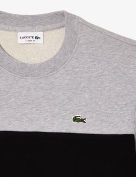 Sudadera gris classic fit con estampado en 3D color block