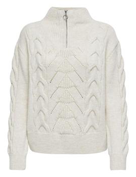 jersey Only Leise blanco con cremallera en cuello alto