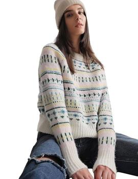 Jersey blanco estampado de cuello redondo de Only