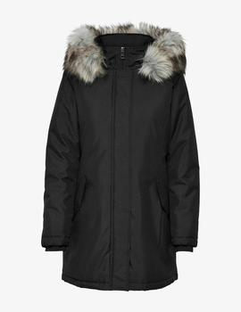 Parka negra water repellent con pelo desmontable de Only