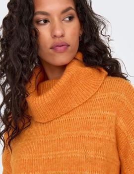 Jersey naranja de talle flojo y cuello vuelto Celina