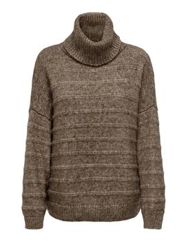 Jersey marrón de talle flojo y cuello vuelto Celina