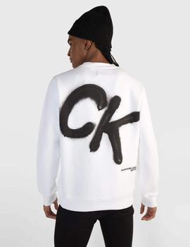 Sudadera blanca con logo SPRAY en espalda de Calvin Klein