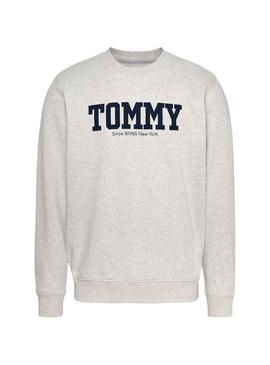 Sudadera gris Tommy Jeans con logo en pecho y espalda