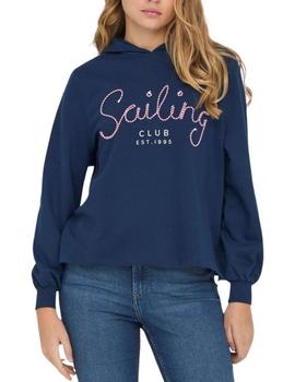 Sudadera Trust Sailor Hood en marino de ONLY