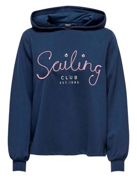 Sudadera Trust Sailor Hood en marino de ONLY