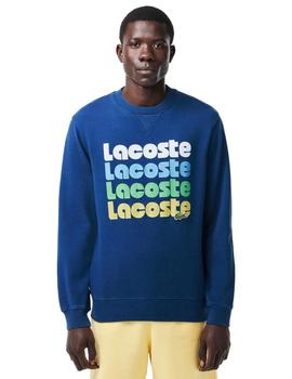 Sudadera Lacoste Logo Retro Degradado azul verde amarillo