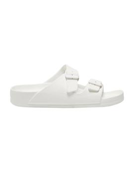 Sandalias blancas de goma con doble hebilla ONLY