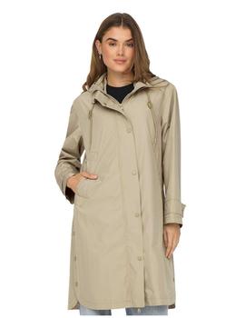 Parka beige impermeable con capucha Only