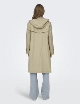 Parka beige impermeable con capucha Only