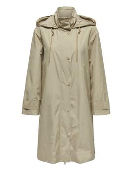 Parka beige impermeable con capucha Only