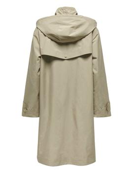 Parka beige impermeable con capucha Only