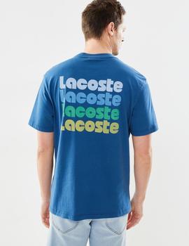 Camiseta azul Lacoste lavado degradé con logos en espalda