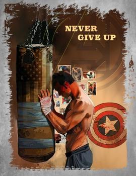 Camiseta de hombre NEVER GIVE verde kaki
