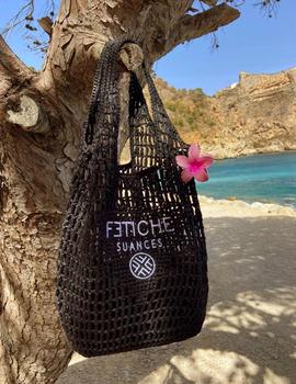 Bolso de playa en yute color negro Fetiche Suances