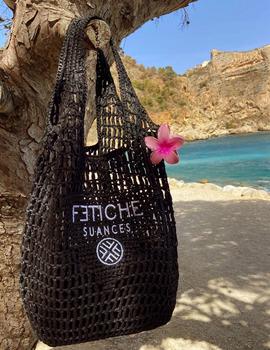 Bolso de playa en yute color negro Fetiche Suances