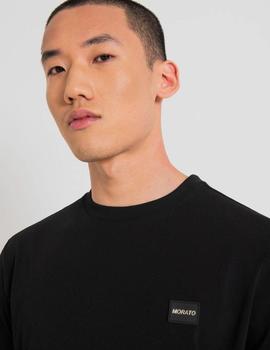 Camiseta negra A. Morato con placa engomada y logo