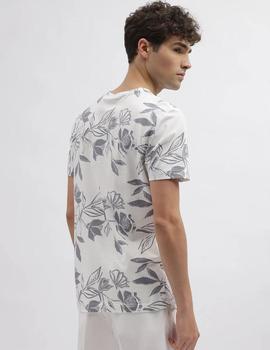 Camiseta blanca A.Morato con flores y logo en pecho