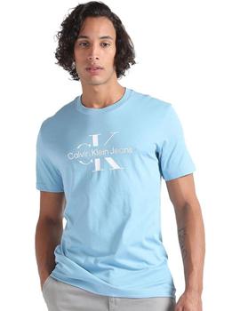 Camiseta azul con logo disrupted de Calvin Klein