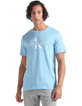 Camiseta azul con logo disrupted de Calvin Klein