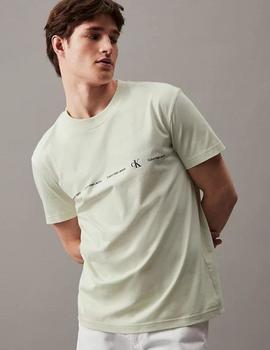 Camiseta verde con logo repetido Calvin Klein