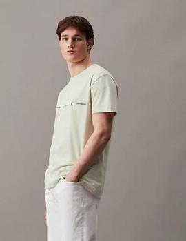 Camiseta verde con logo repetido Calvin Klein