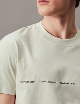 Camiseta verde con logo repetido Calvin Klein