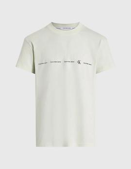 Camiseta verde con logo repetido Calvin Klein