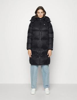 Abrigo negro largo de plumas Calvin Klein