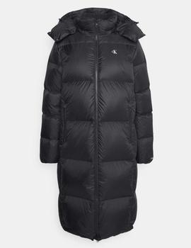Abrigo negro largo de plumas Calvin Klein