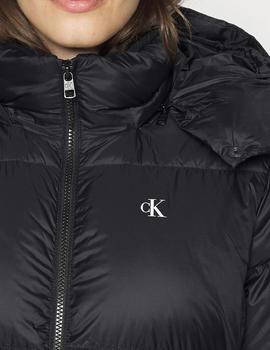 Abrigo negro largo de plumas Calvin Klein