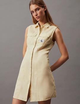 Vestido camisero sin mangas color lima de Calvin Klein
