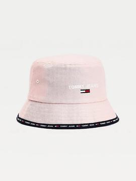 Sombrero de pescador rosa con logo TOMMY JEANS