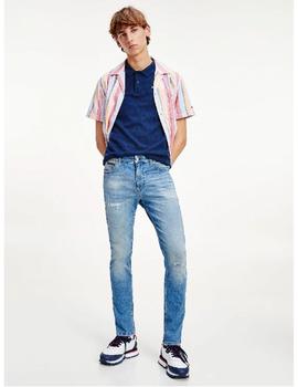 Vaquero TOMMY JEANS de corte skinny con zurcidos