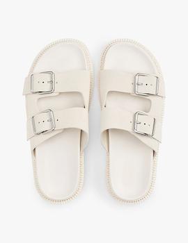 Sandalia con hebilla doble en suede beige Tommy Jeans