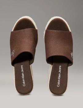 Chanclas de cuña marrones con plataforma Calvin Klein