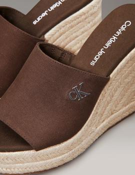 Chanclas de cuña marrones con plataforma Calvin Klein