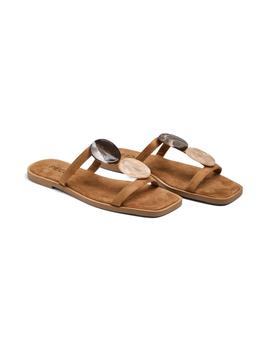 Sandalia de piel marrón pcsienna
