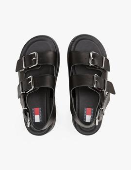 Sandalias negras de piel con plataforma TOMMY JEANS