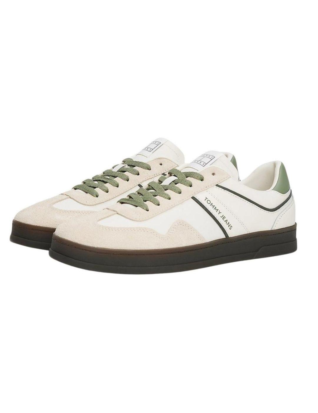 Zapatillas Tommy Jeans The Greenwich en piel blanco y verde