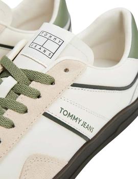 Zapatillas Tommy Jeans The Greenwich en piel blanco y verde