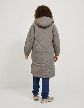 Chaqueta larga  guateada gris con capucha de JJXX